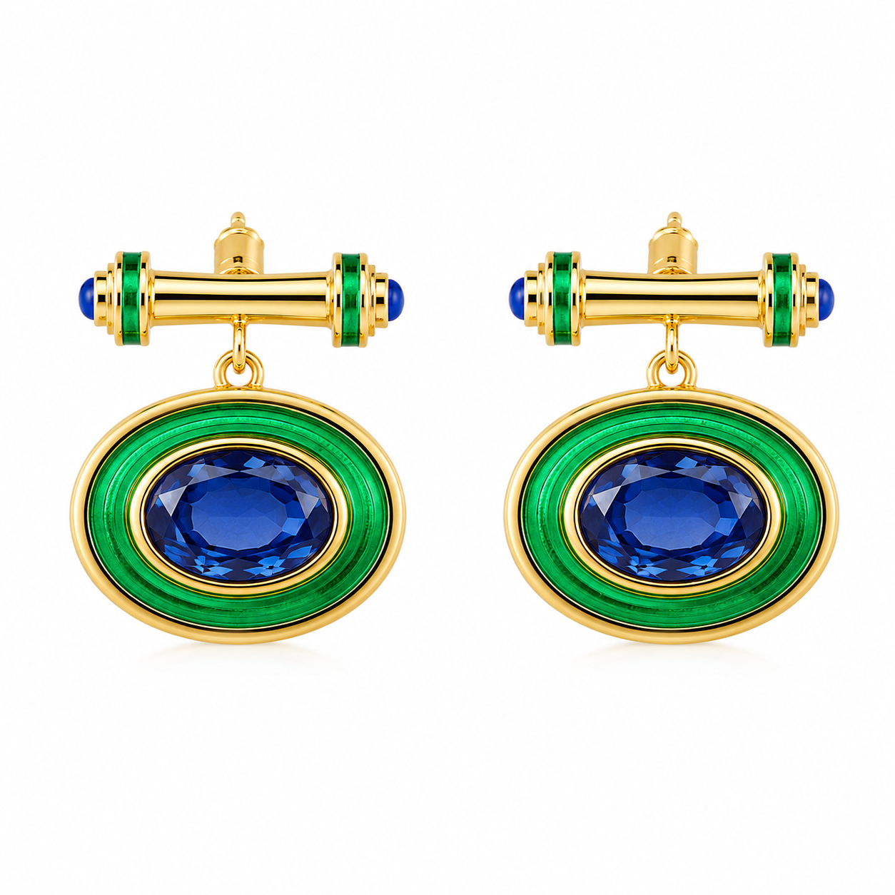 Emerald & Sapphire Medallion Earrings “Pre-order “