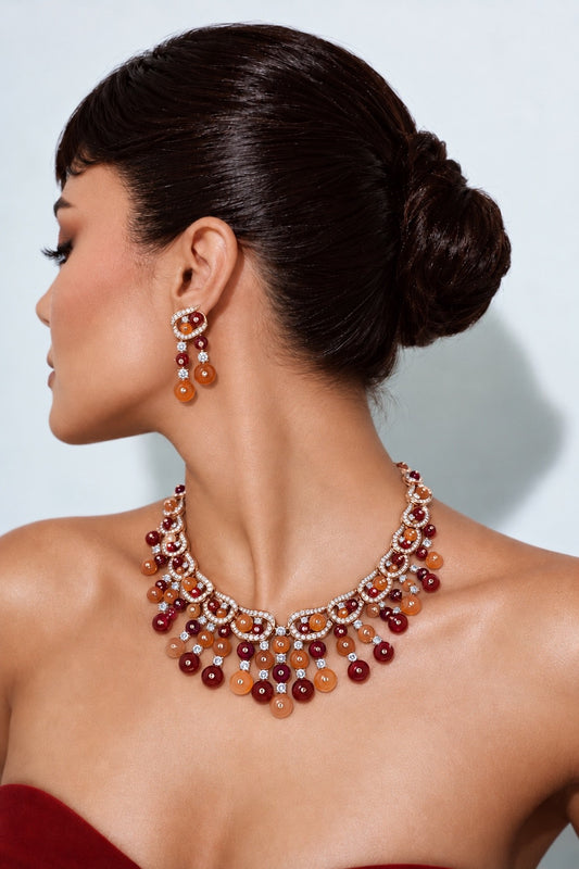 Burgundy & Amber Elegance Jewelry Set