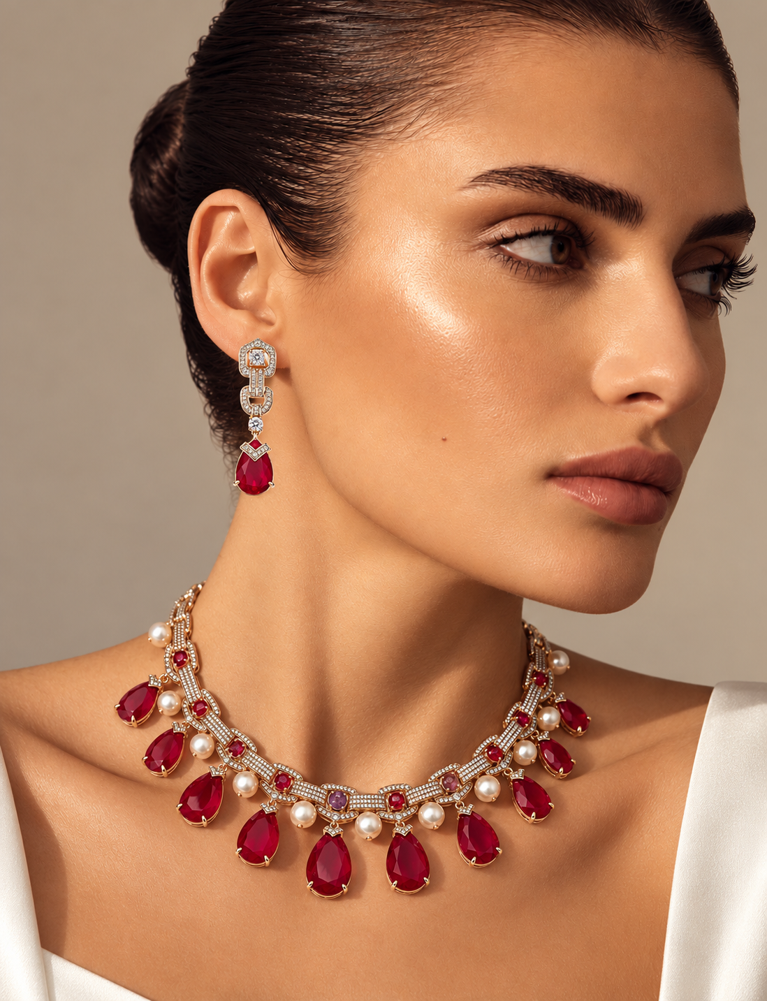 Ruby Rose Gold Royale Pearl & Crystal Jewelry Set