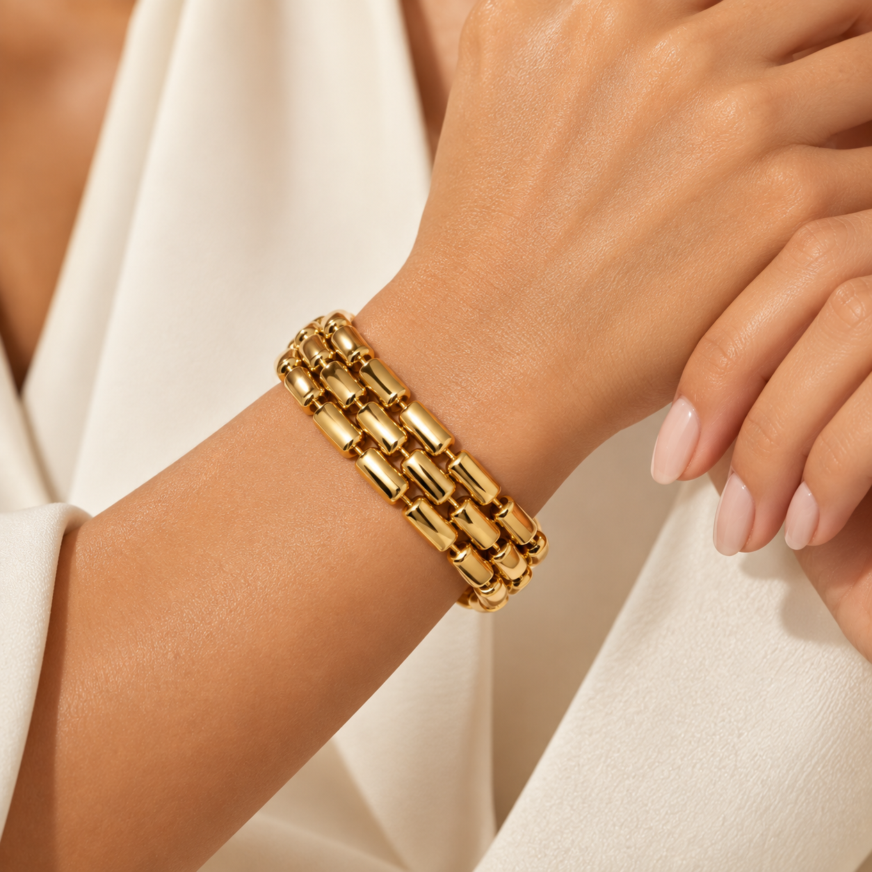 1980s Vintage Triple-Strand Gold Statement Set