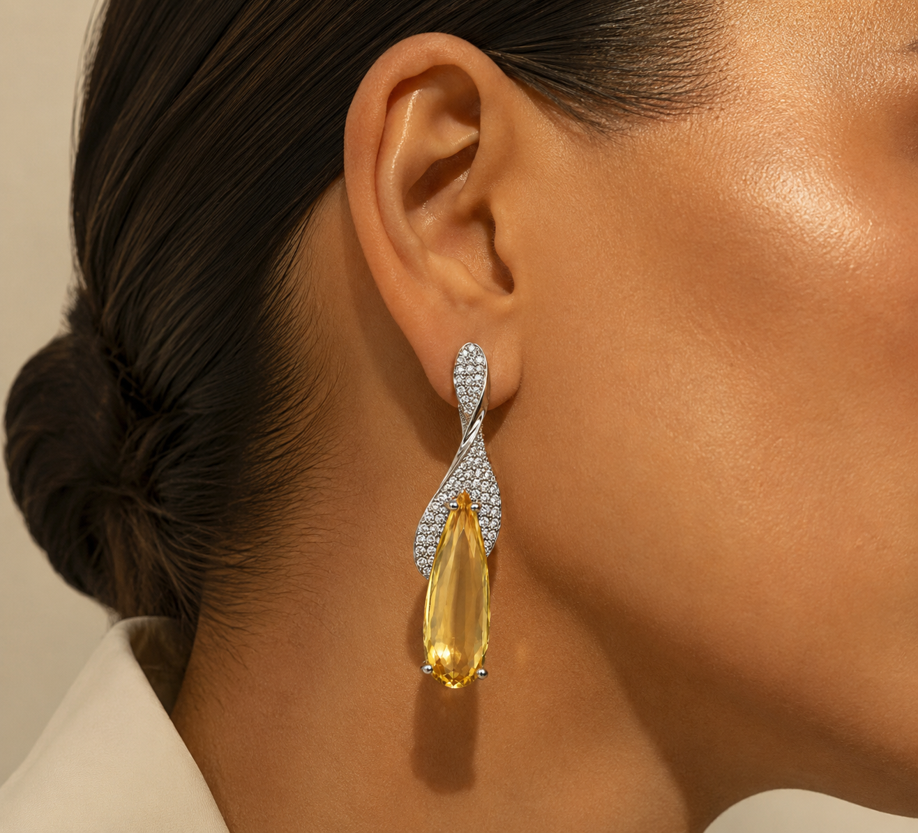 Golden Citrine Teardrop Earrings