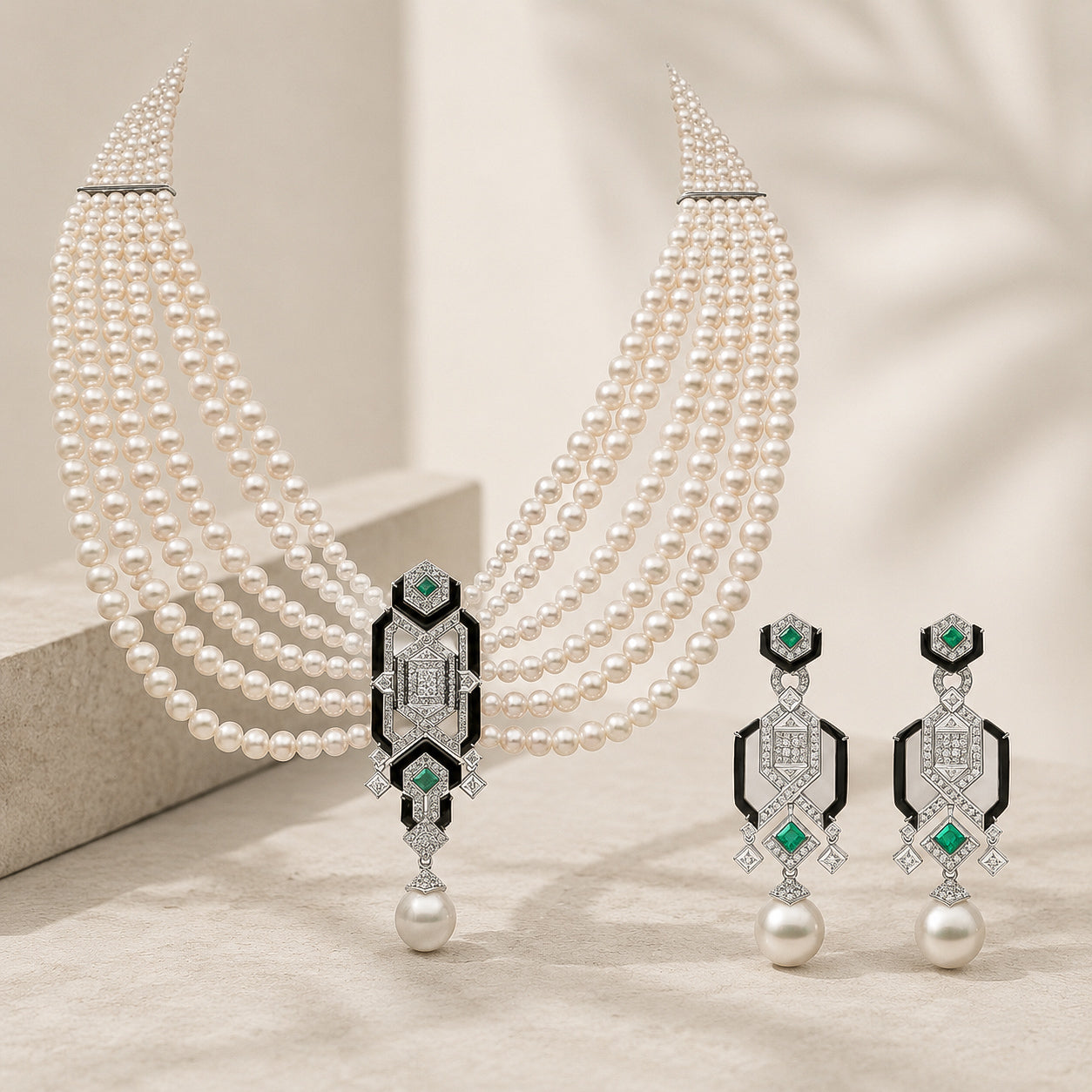 Royal faux pearl necklace and earrings set “Pre-order “
