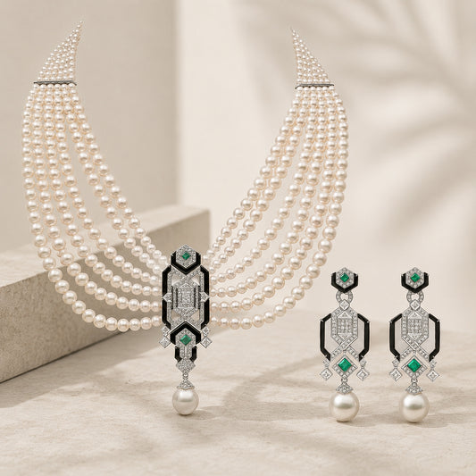 Royal faux pearl jewelry set “Pre-order “