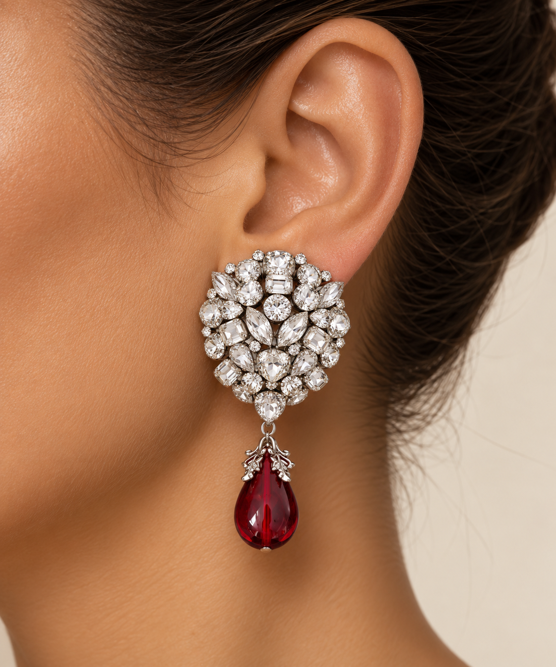 Ruby Royale Crystal large Earrings