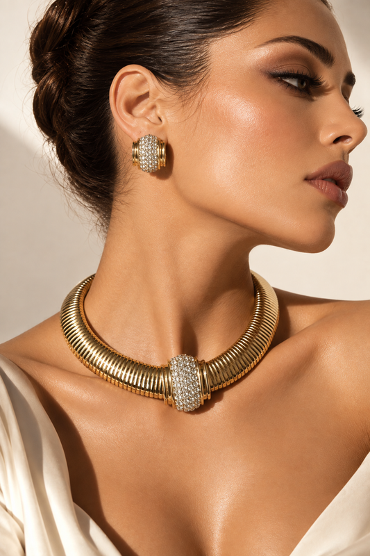 1980s Vintage Tubogas Crystal Statement Set