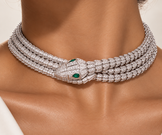 Emerald Serpent Statement Choker & Earrings Set