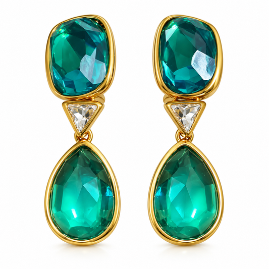 Emerald Teardrop Statement Earrings