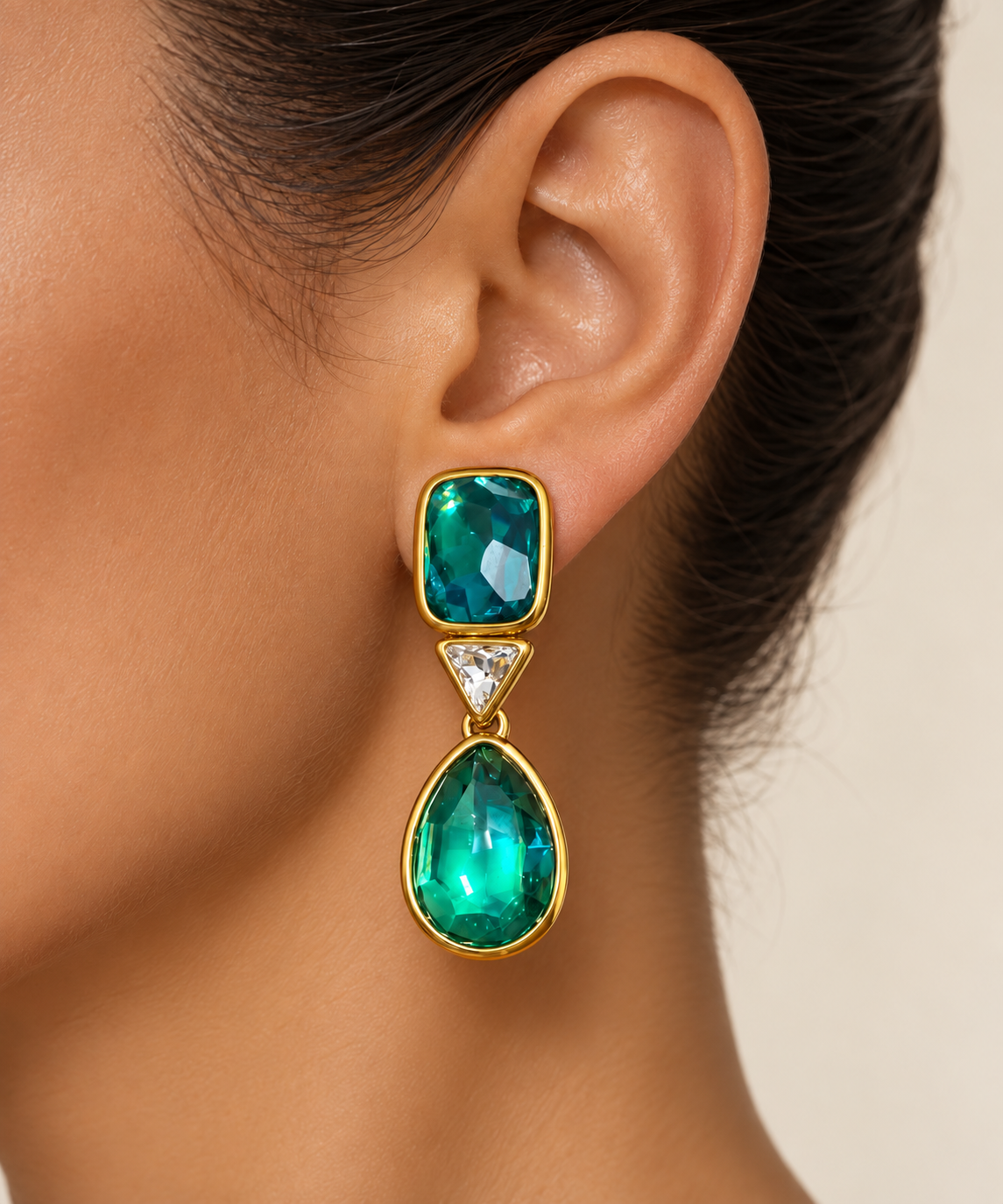 Emerald Teardrop Statement Earrings
