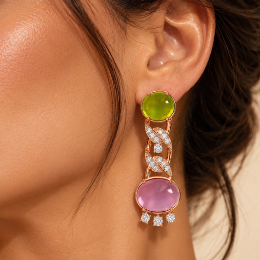 Vintage inspired Cabochon Statement Earrings