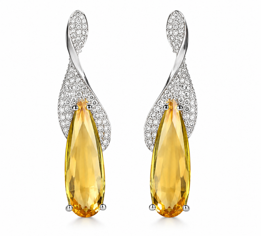 Golden Citrine Teardrop Earrings