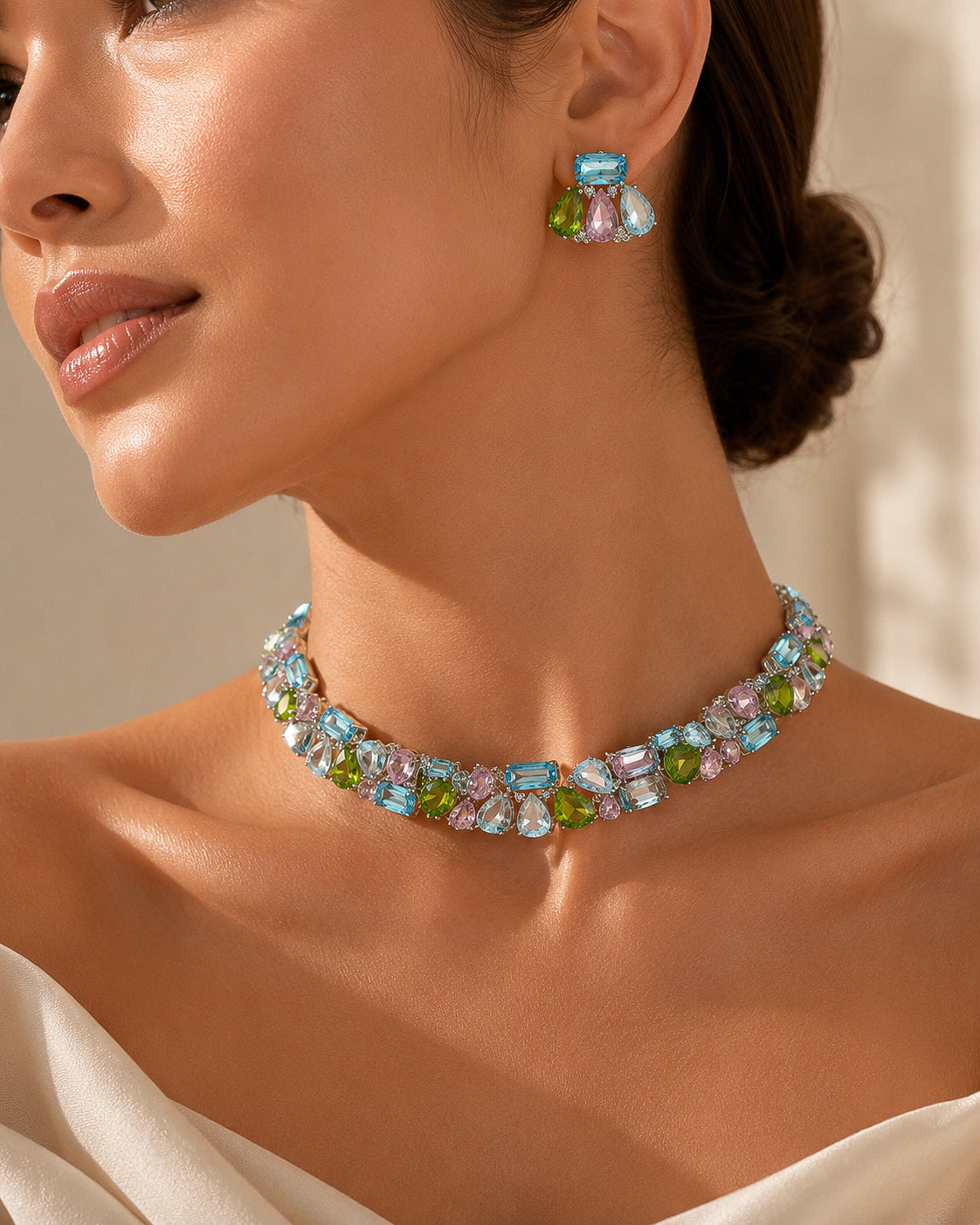 Pastel Riviera Gemstone jewelry set “Pre-order “