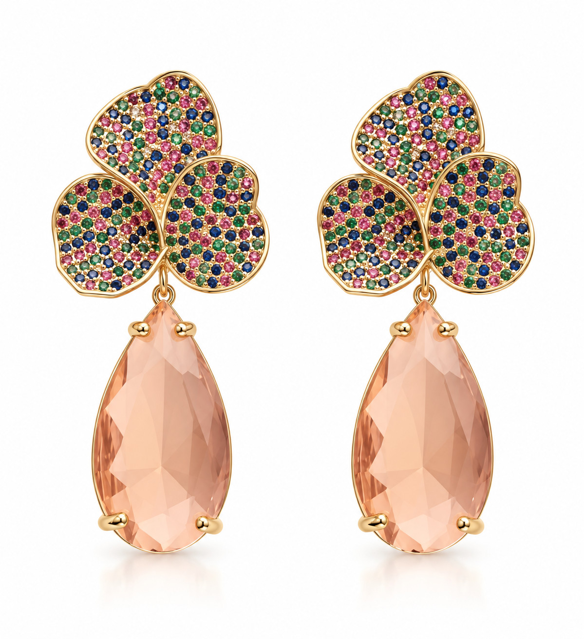 Blush Petal Mosaic Drop Earrings “Pre-order “