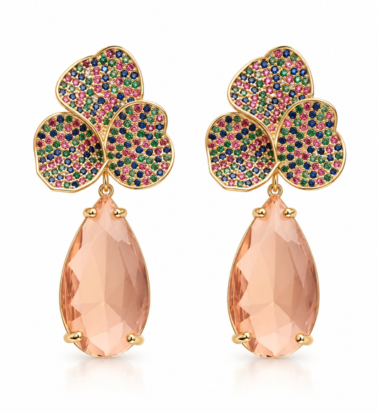 Blush Petal Mosaic Drop Earrings “Pre-order “