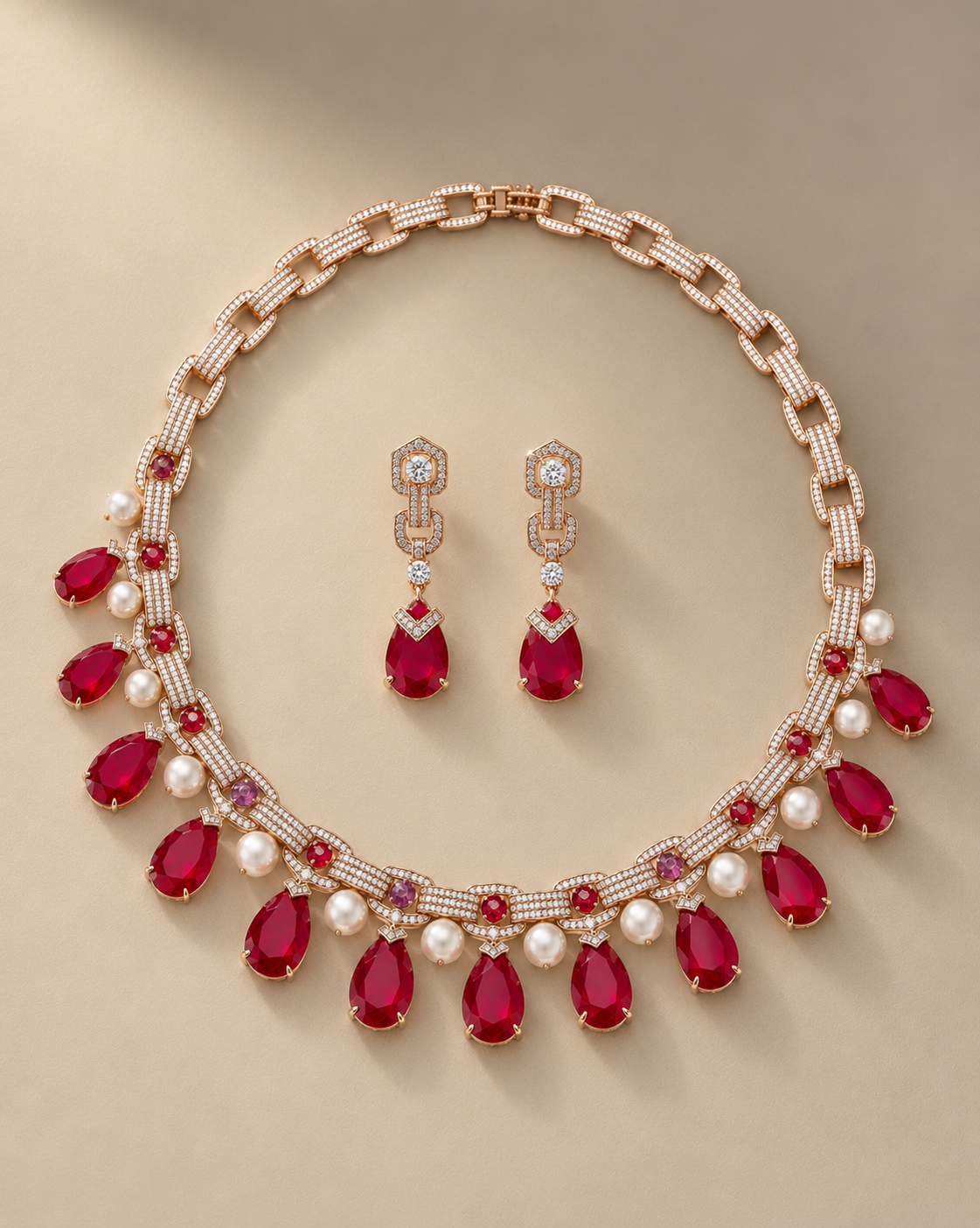 Ruby Rose Gold Royale Pearl & Crystal Jewelry Set