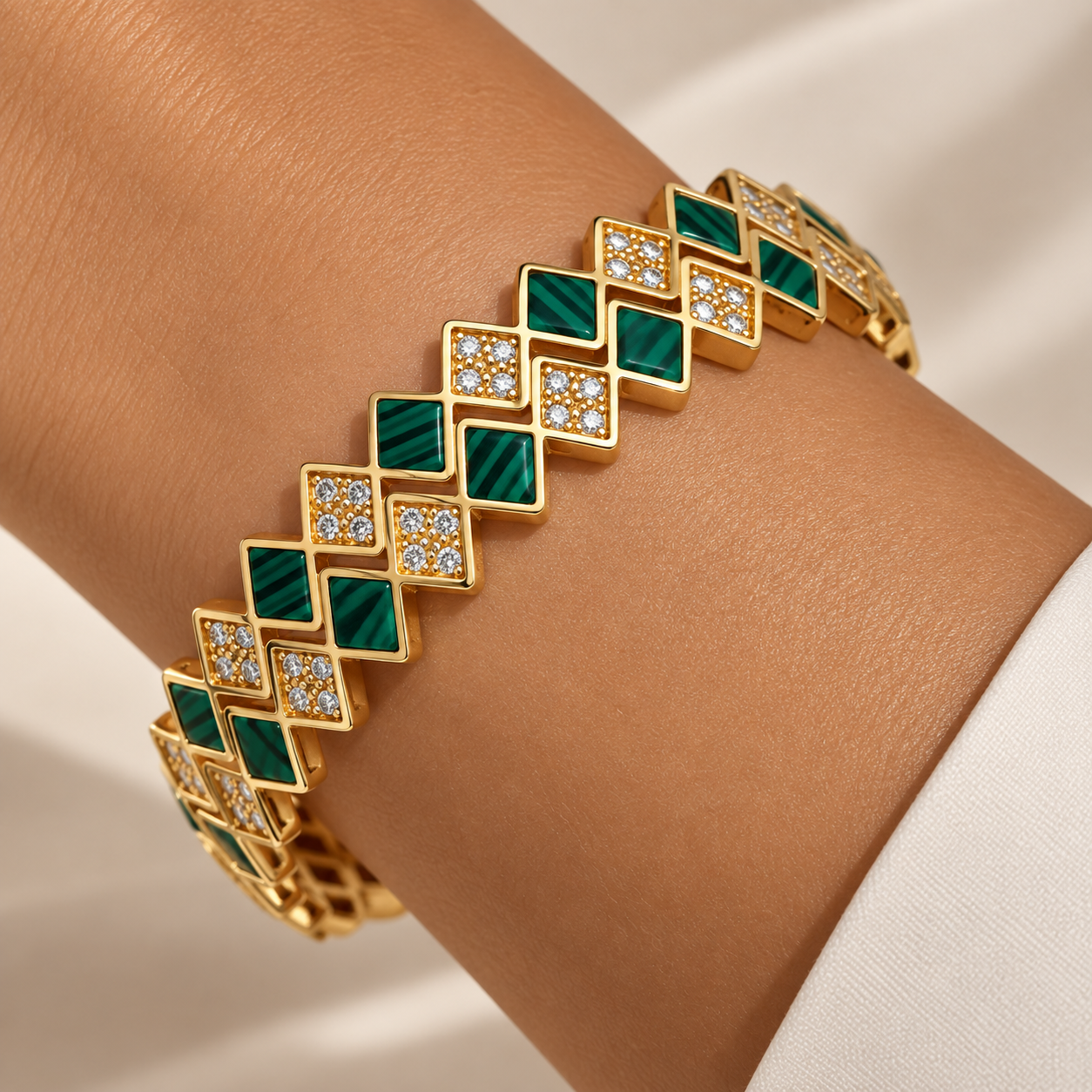 Malachite Mosaic bracelet and ring set “Pre-order “