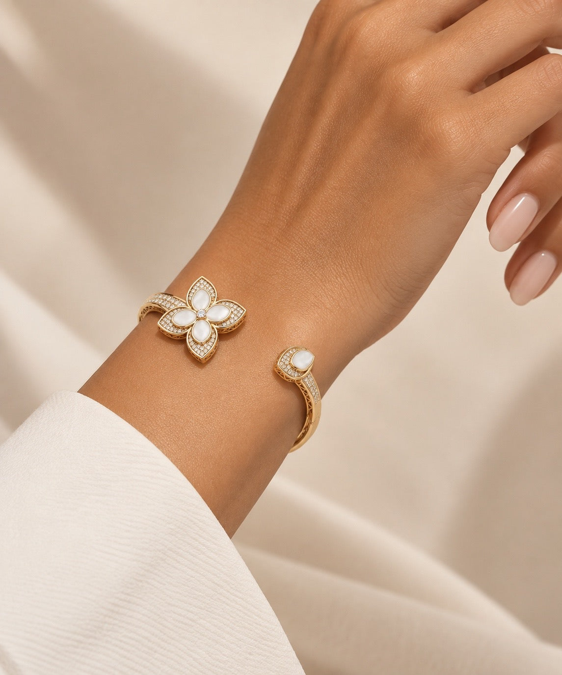 Mother of Pearl Blossom Cuff bracelet