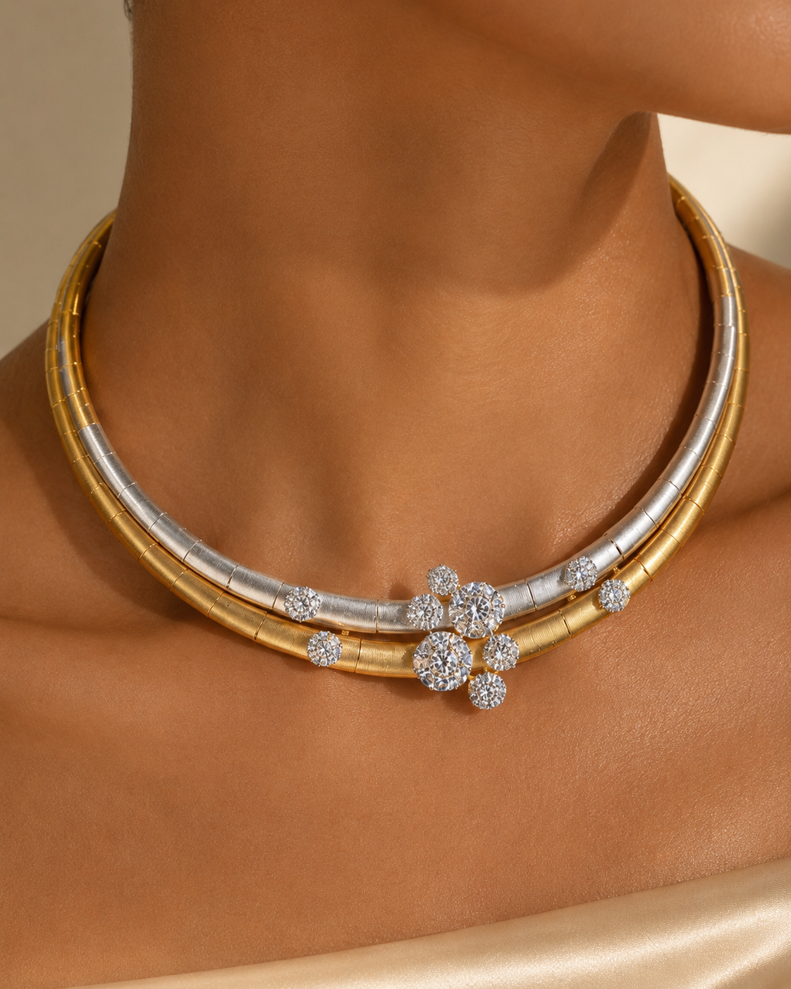 Two-Tone Celestial Crystal necklace Jewelry Set” Pre-order “