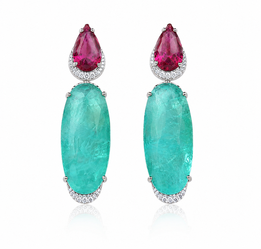 Aqua Ruby Statement Earrings “Pre-order “