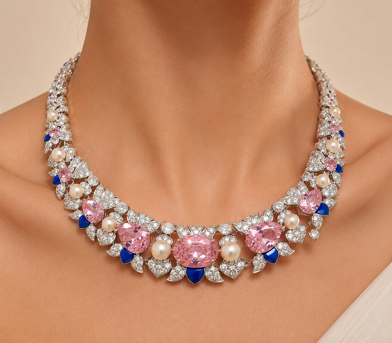Rosé Sapphire Garden Necklace jewelry Set “Pre-order “