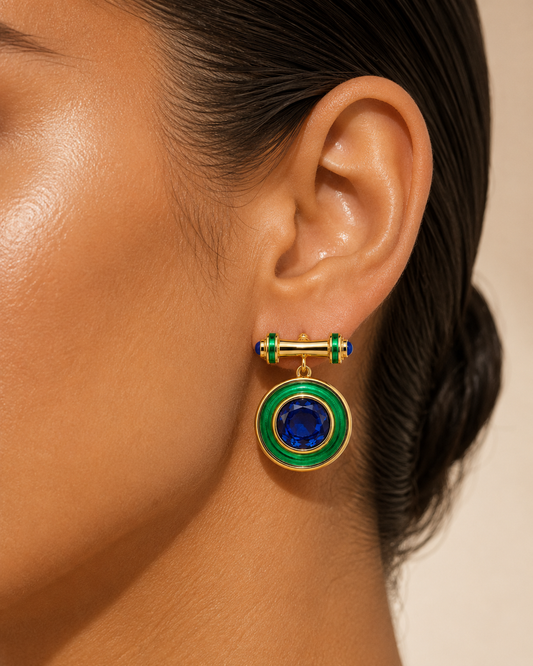 Emerald & Sapphire Medallion Earrings “Pre-order “
