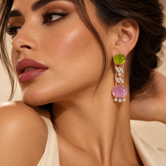 Vintage inspired Cabochon Statement Earrings