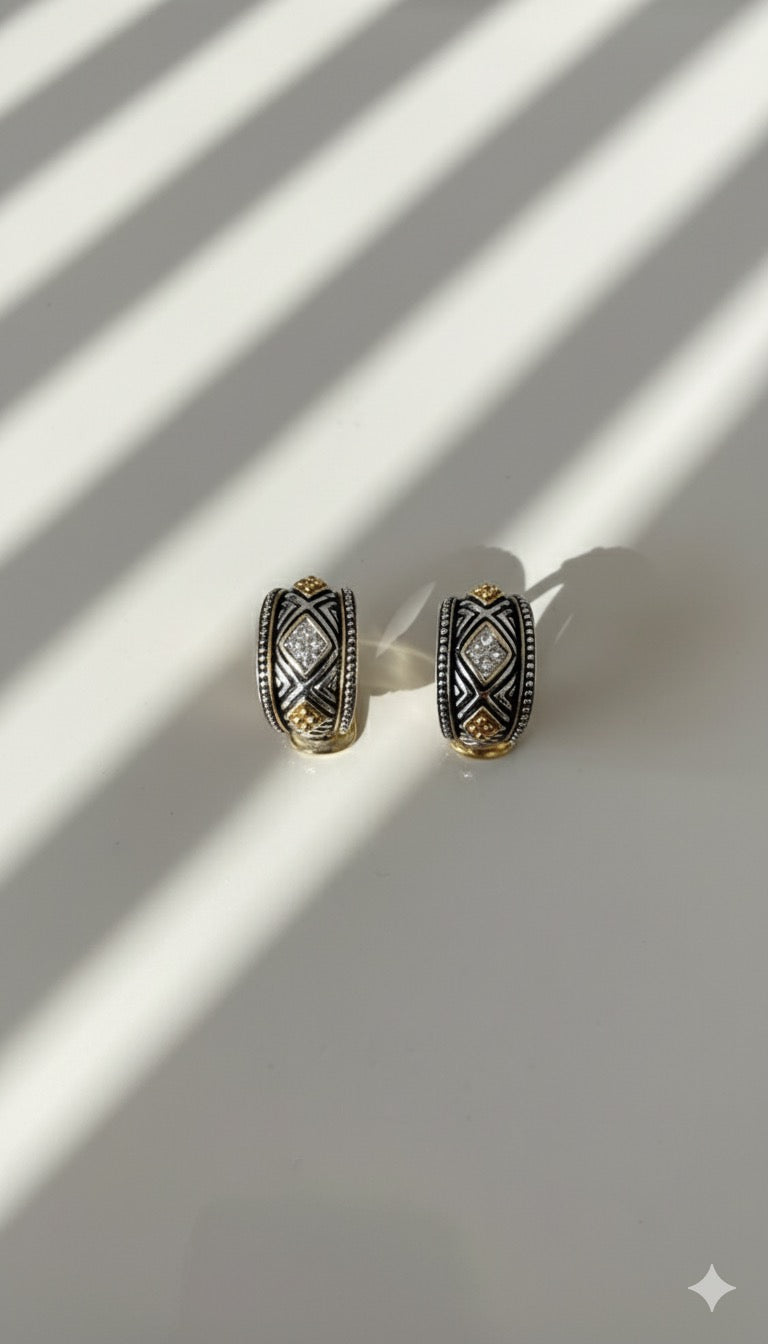Vintage Noir Clip-On Earrings