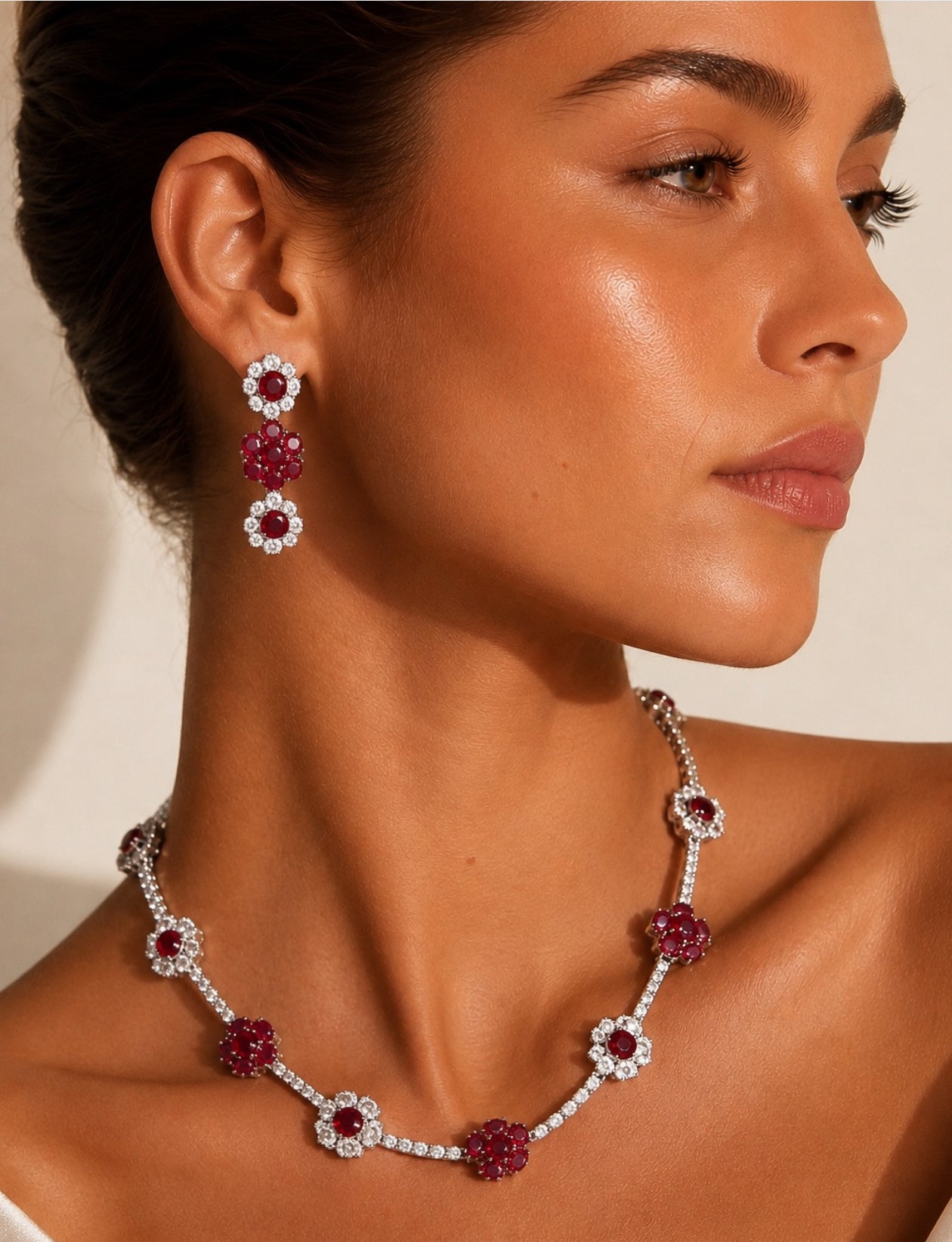 Delicate floral three pieces jewelry set