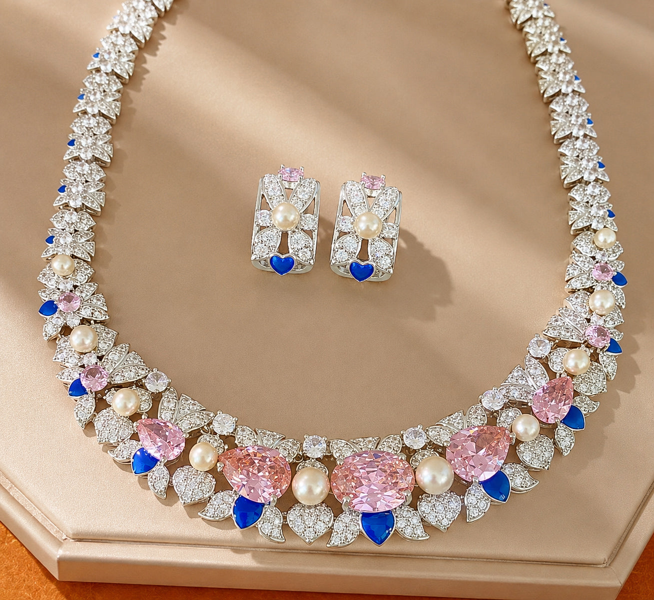 Rosé Sapphire Garden Necklace jewelry Set “Pre-order “