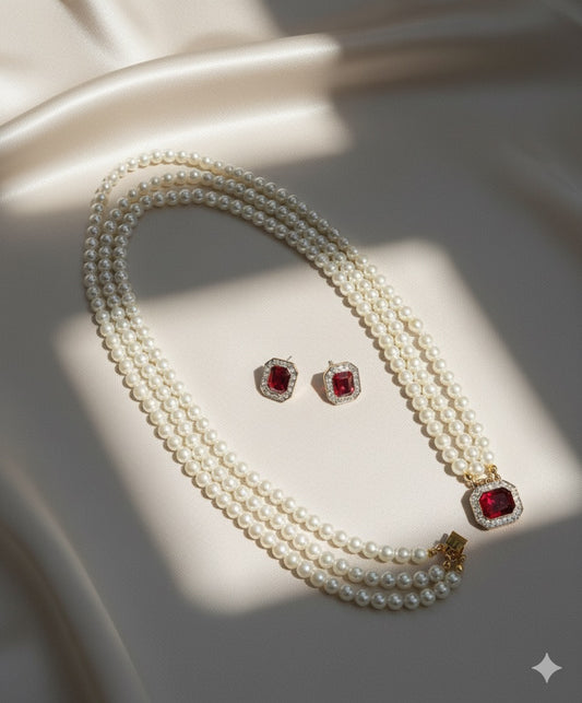 Vintage Royal Pearl & Ruby Duo Set