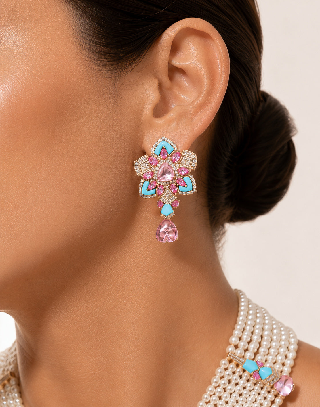 Multi strand pearl necklace and earrings set “Pre-order “