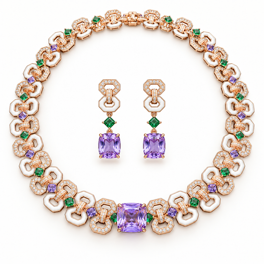 Rose Gold Lavender Three Pieces Jewelry Set “Pre-order “