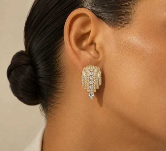 Art Deco Crystal Cascade pierced Earrings “Pre-order “