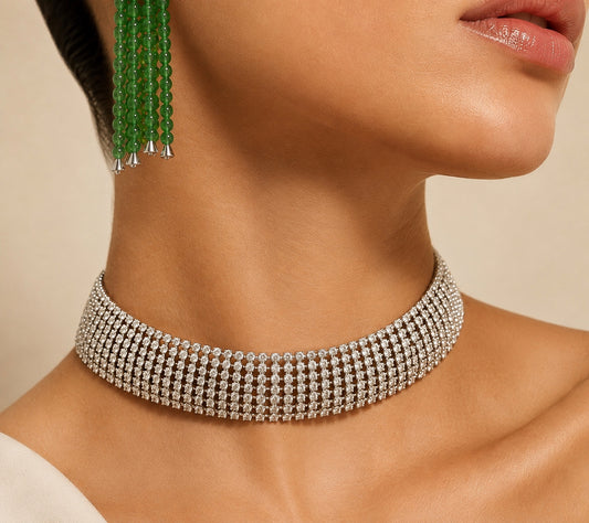 Emerald Cascade & Crystal Choker Set “Pre-order “