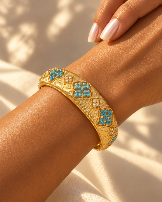 Turquoise Floral Gold Bracelet “Pre-order “