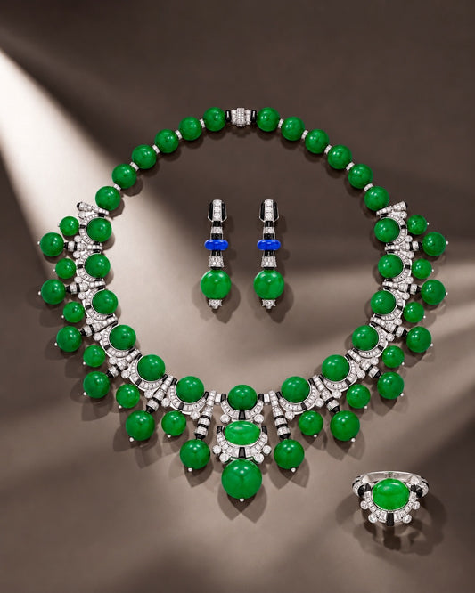 Emerald Art Deco Statement set “Pre-order “