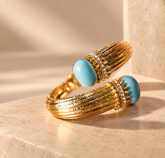 Aqua Cabochon Statement Bracelet “Pre-order”