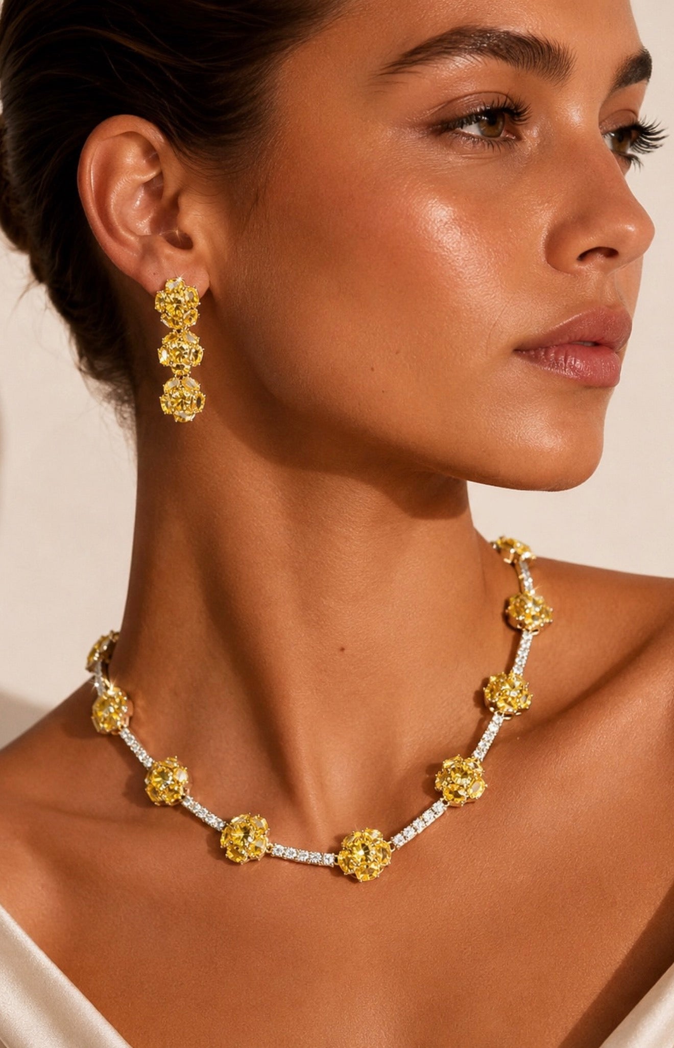 Golden Fleur Crystal Jewelry Set