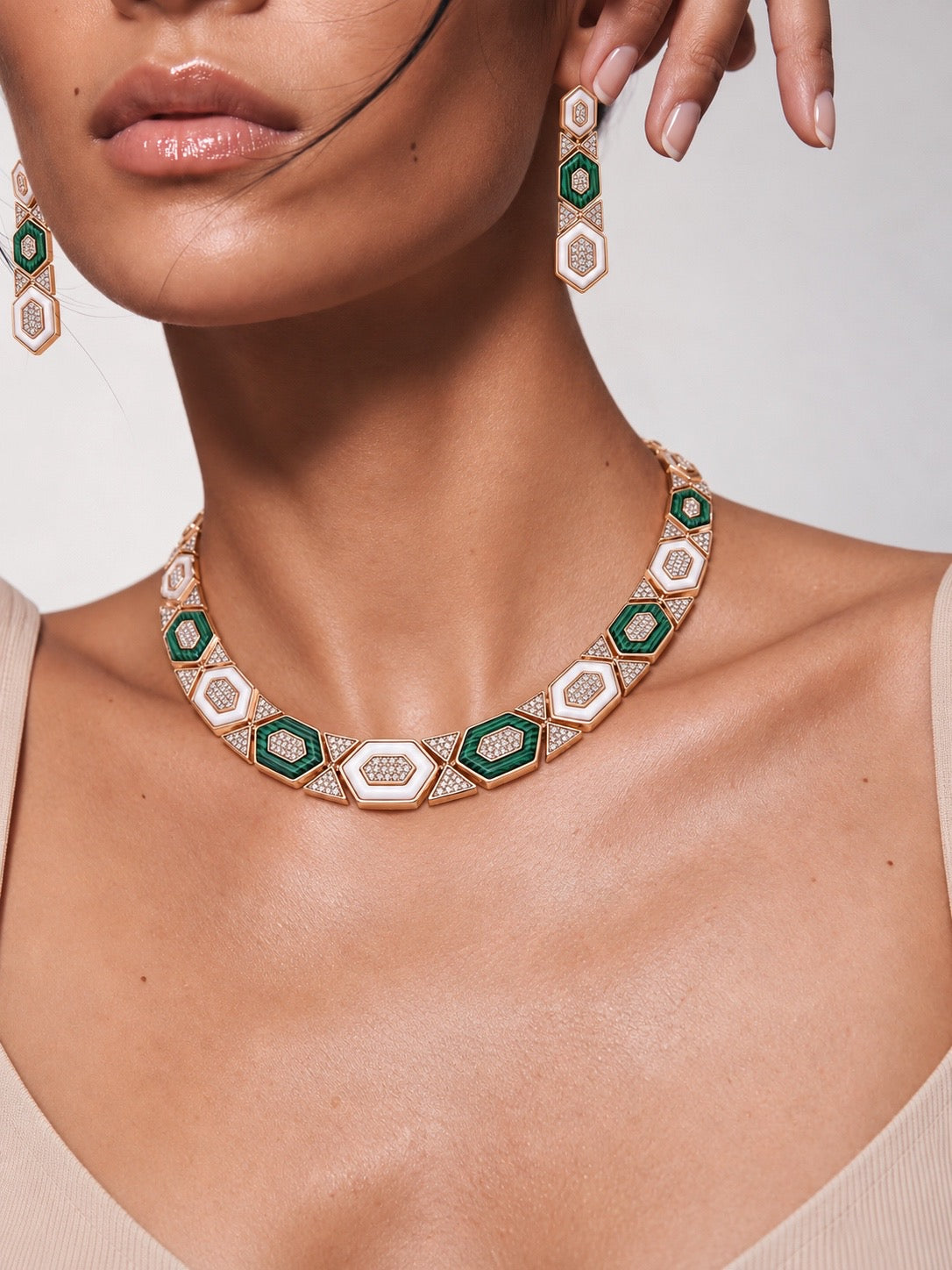 Rose Gold Malachite Elegance Jewelry Set “Pre-order “