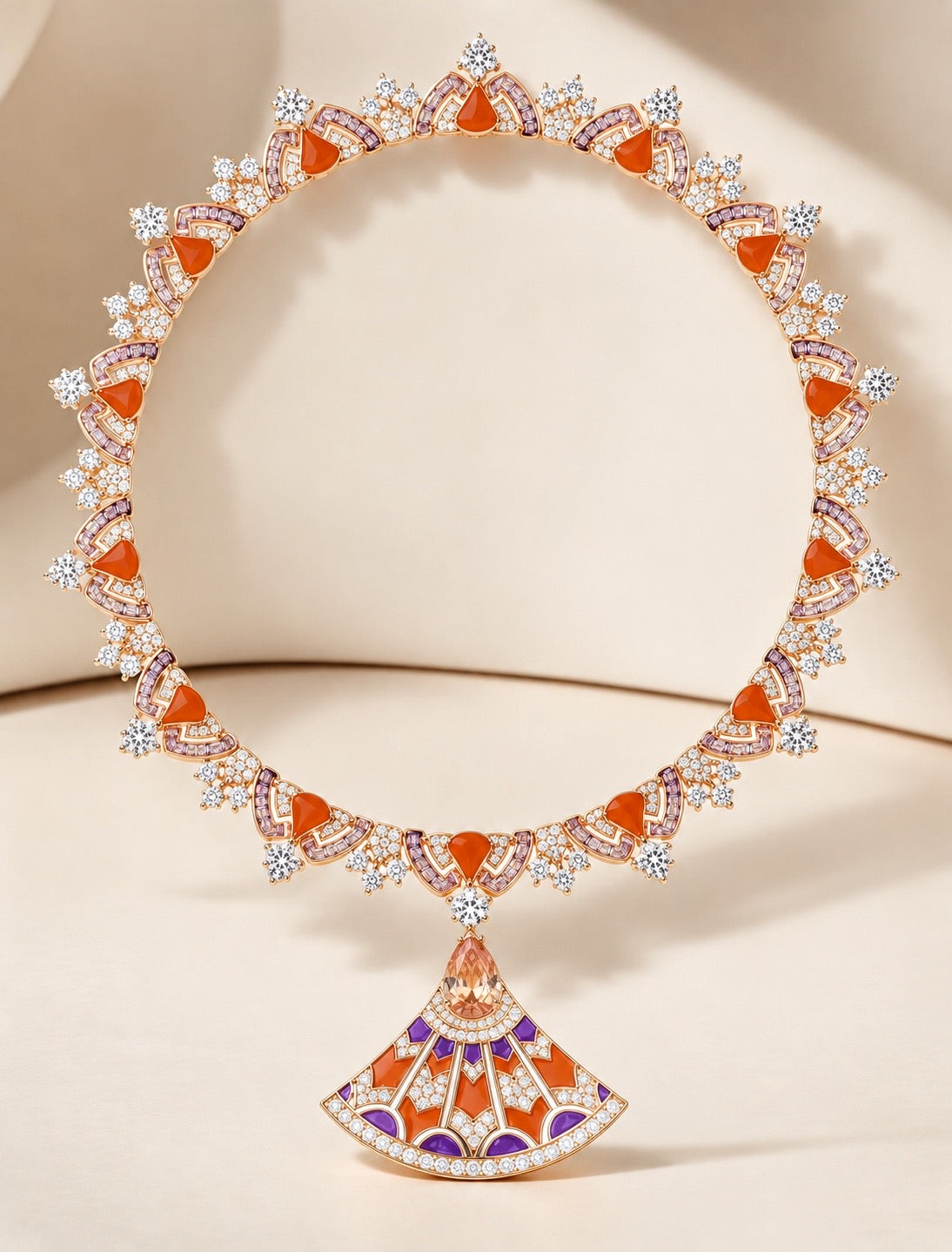 Royal Amethyst & Coral Fan Jewelry Set “Pre-order “