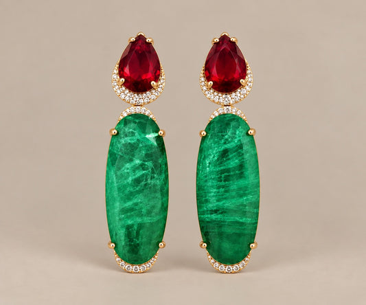 Aqua Ruby Statement Earrings “Pre-order “