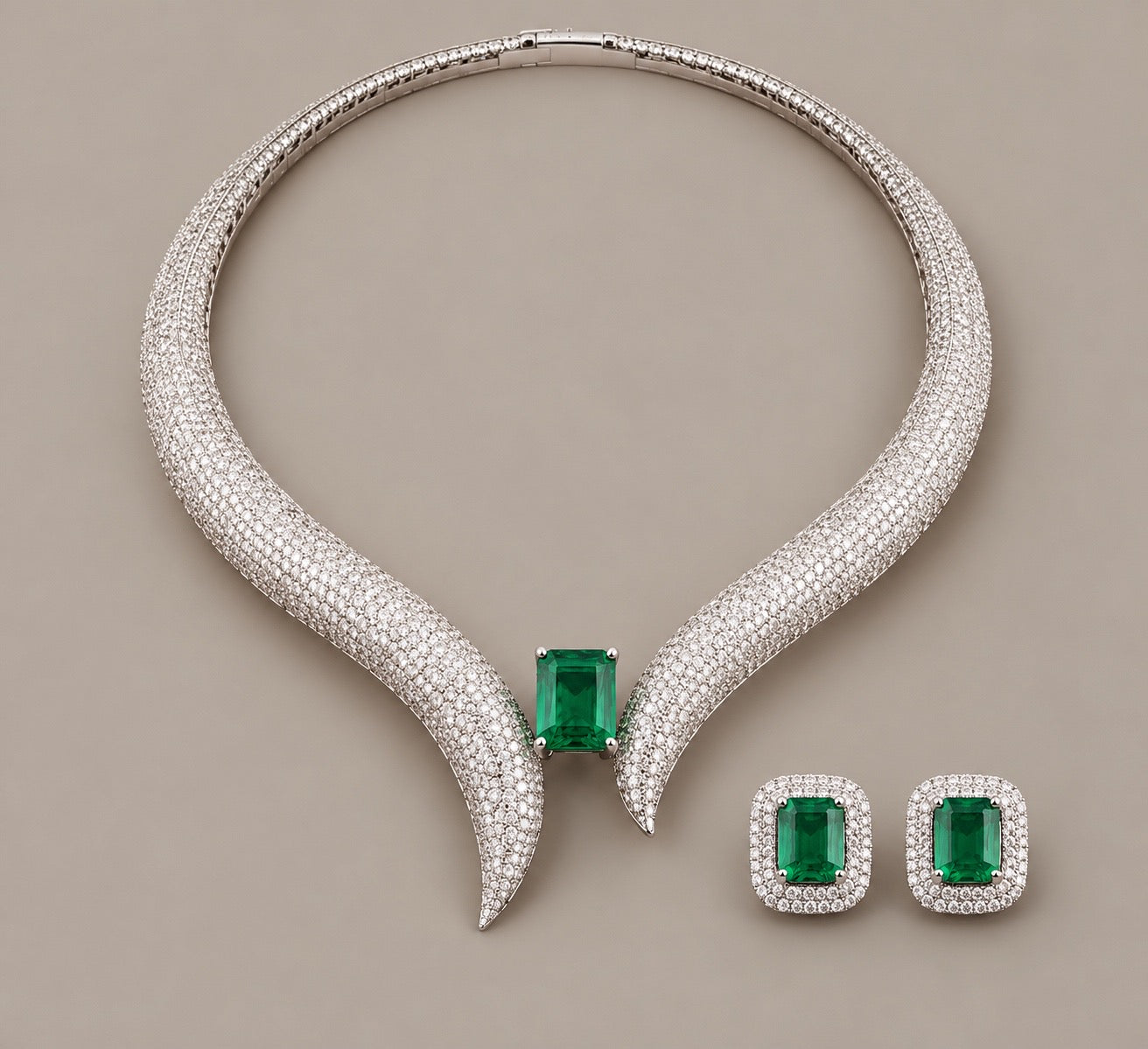 Emerald Serpentine Luxury Jewelry Set