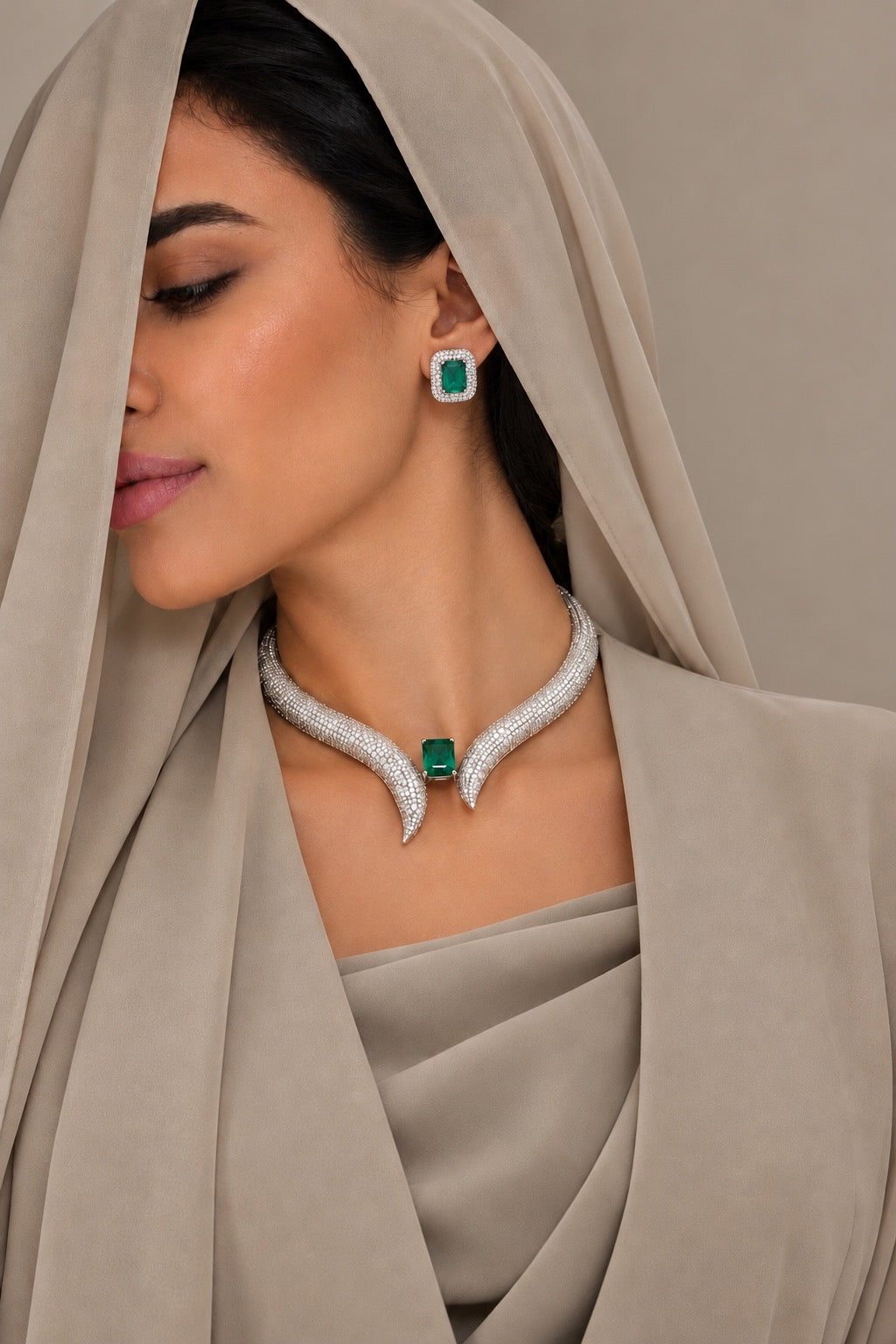 Emerald Serpentine Luxury Jewelry Set